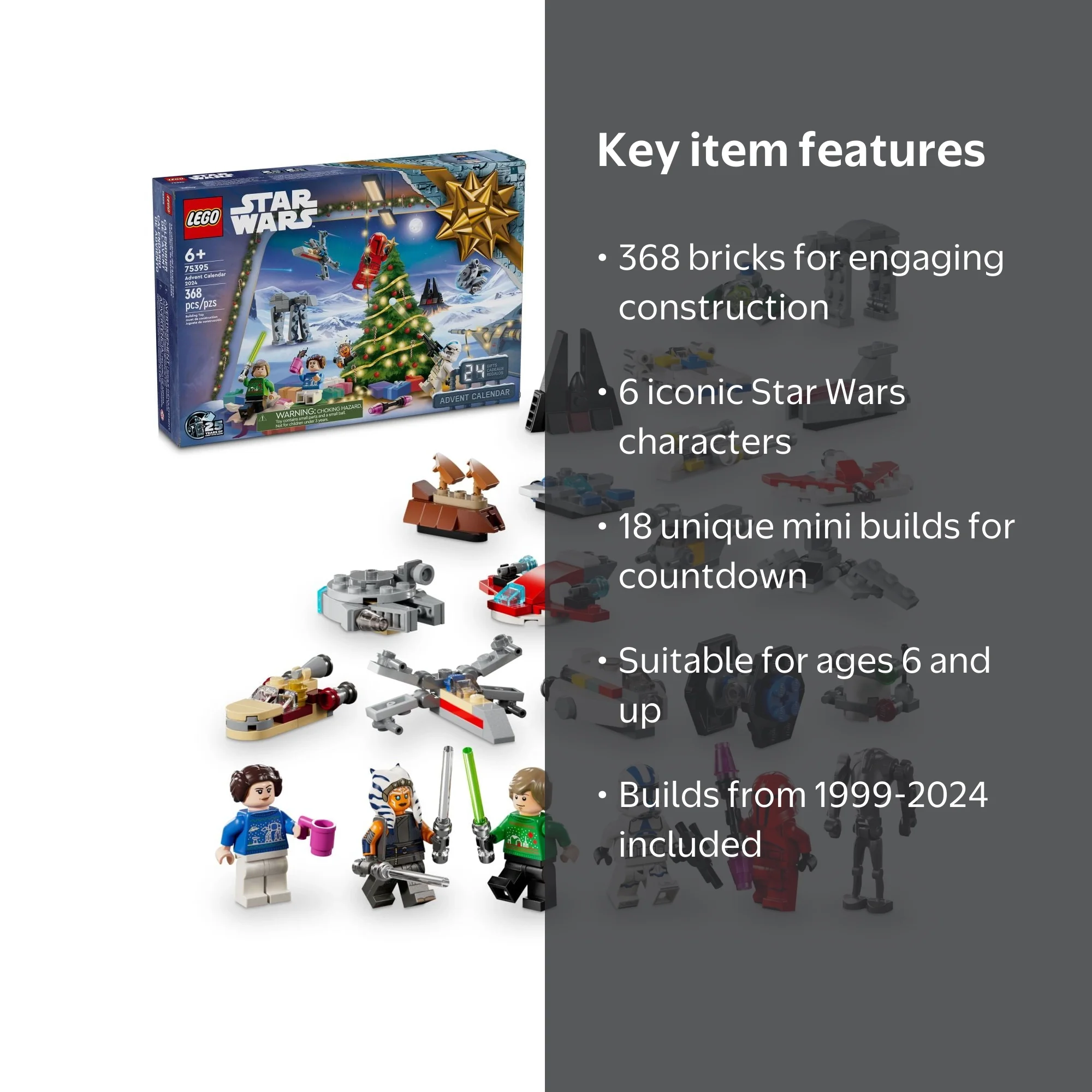 LEGO Star Wars 2024 Advent Calendar for Kids, Building Set with 6