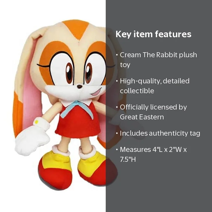 Great Eastern Sonic The Hedgehog Cream The Rabbit 7.5