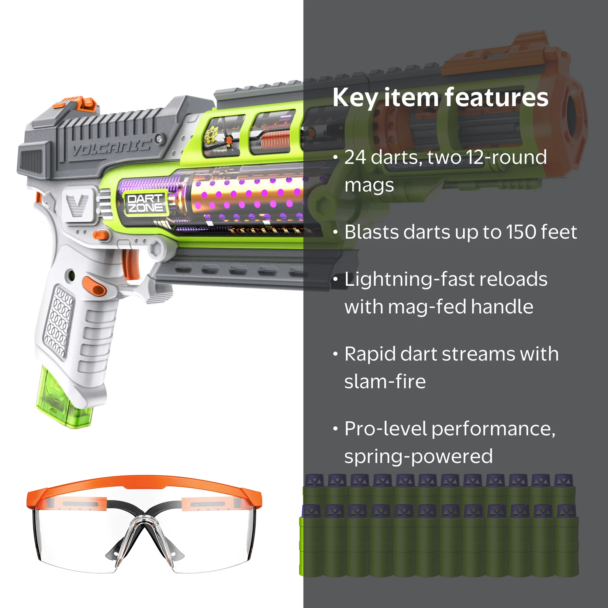Dart Zone Max Nitroshot+ Volcanic Pro Blaster, Long-range up to