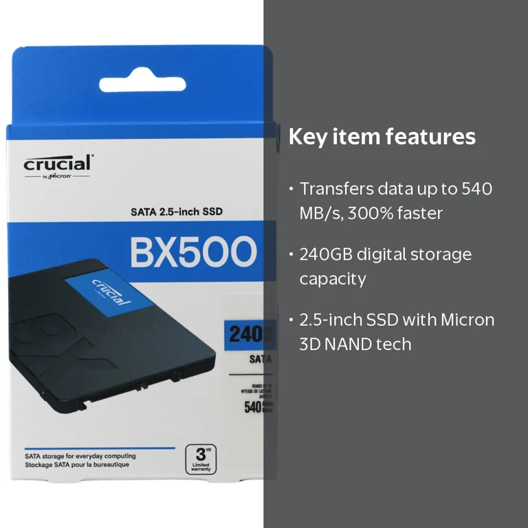Crucial BX500 240GB 3D NAND SATA 2.5-Inch Internal SSD, up to 540