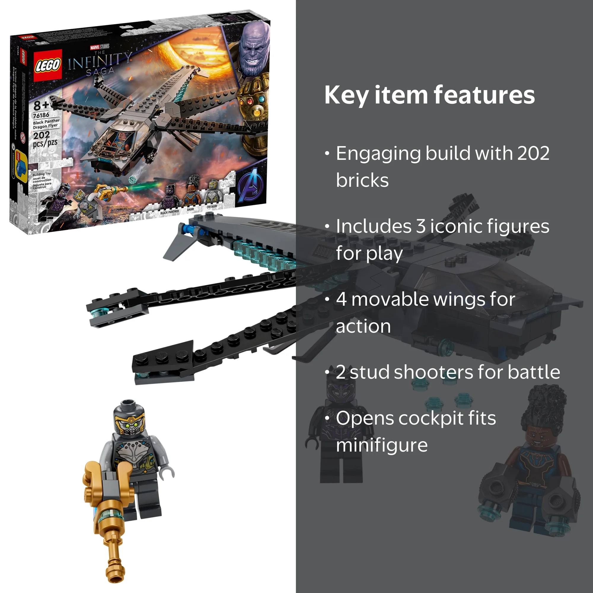 Plantation - プレステーション4 LEGO, Building Toy, 76186, Marvel Black Panther Dragon Flyer