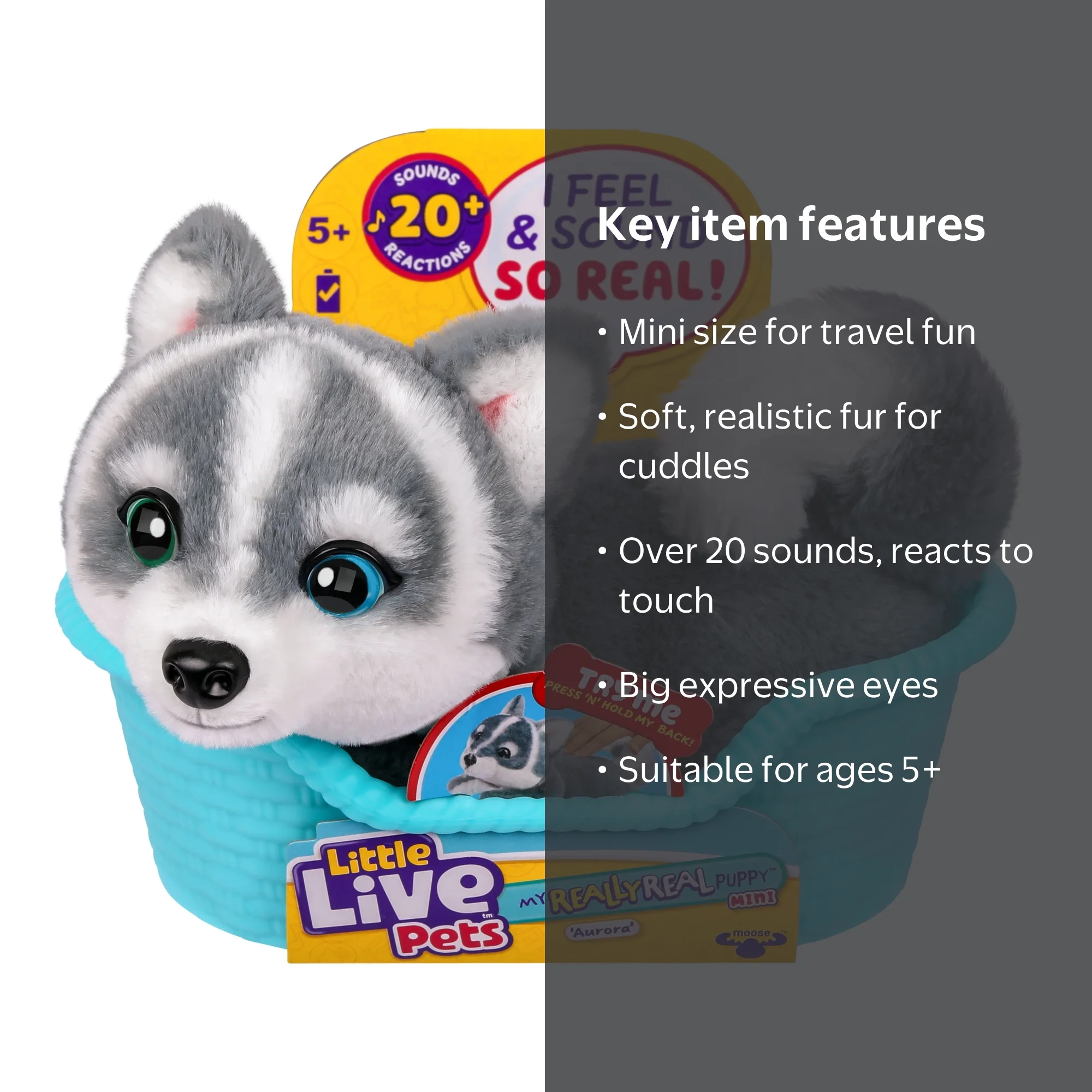 Little Live Pets Ouchies Aspen – Cachorro Husky Interactivo Que Llora, Cojea Y Se Ríe Con 50 Sonidos Y Accesorios De Veterinario | Juguete Sanador Para Niños De 4 Años En Adelante