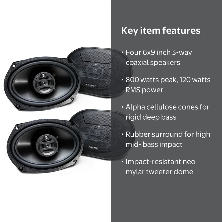 Hifonics Zeus Auto Install 800W 6x9 Inch 3 Way Car Audio Coaxial