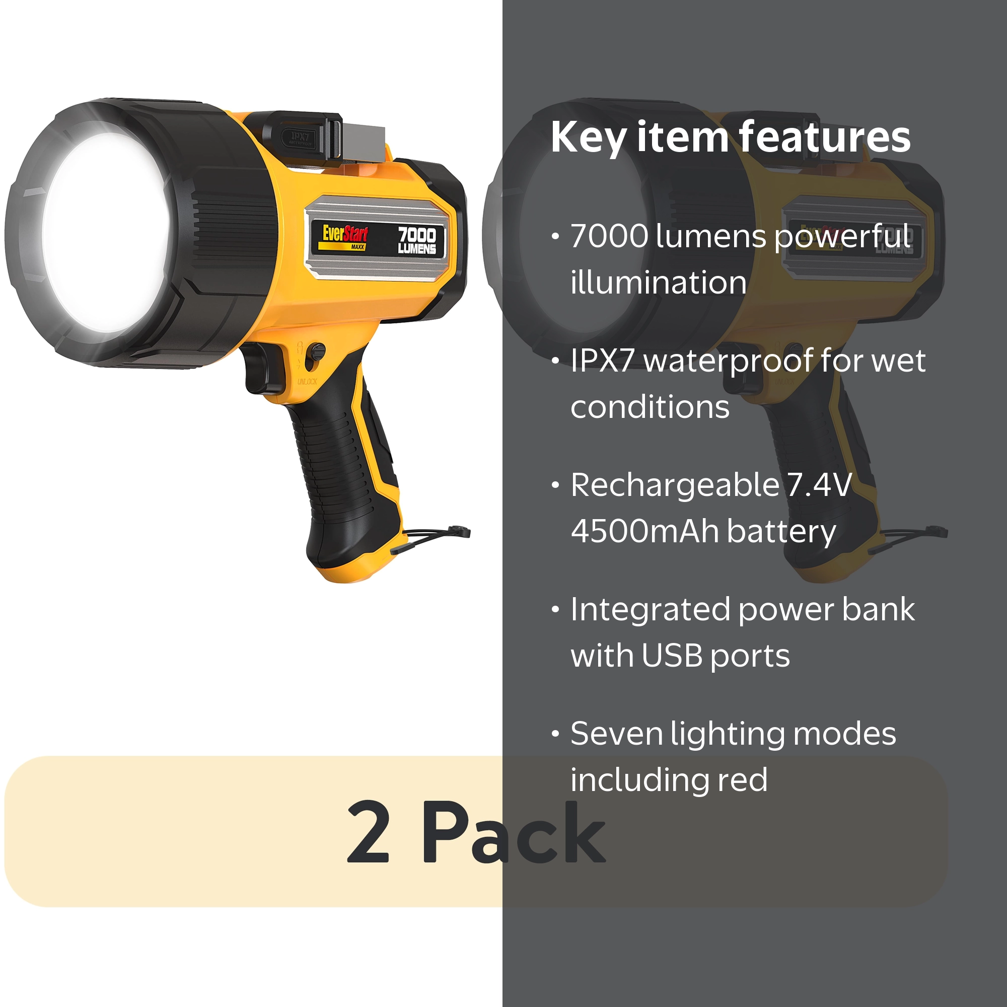 Free Shipping! Ever Start 7000LM Rechargeable Waterproof Led