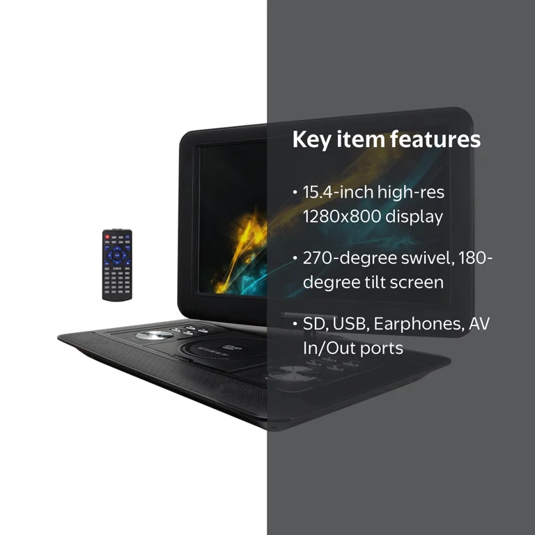 Trexonic 15.4 Inch Portable DVD Player with TFT-LCD Screen and USB