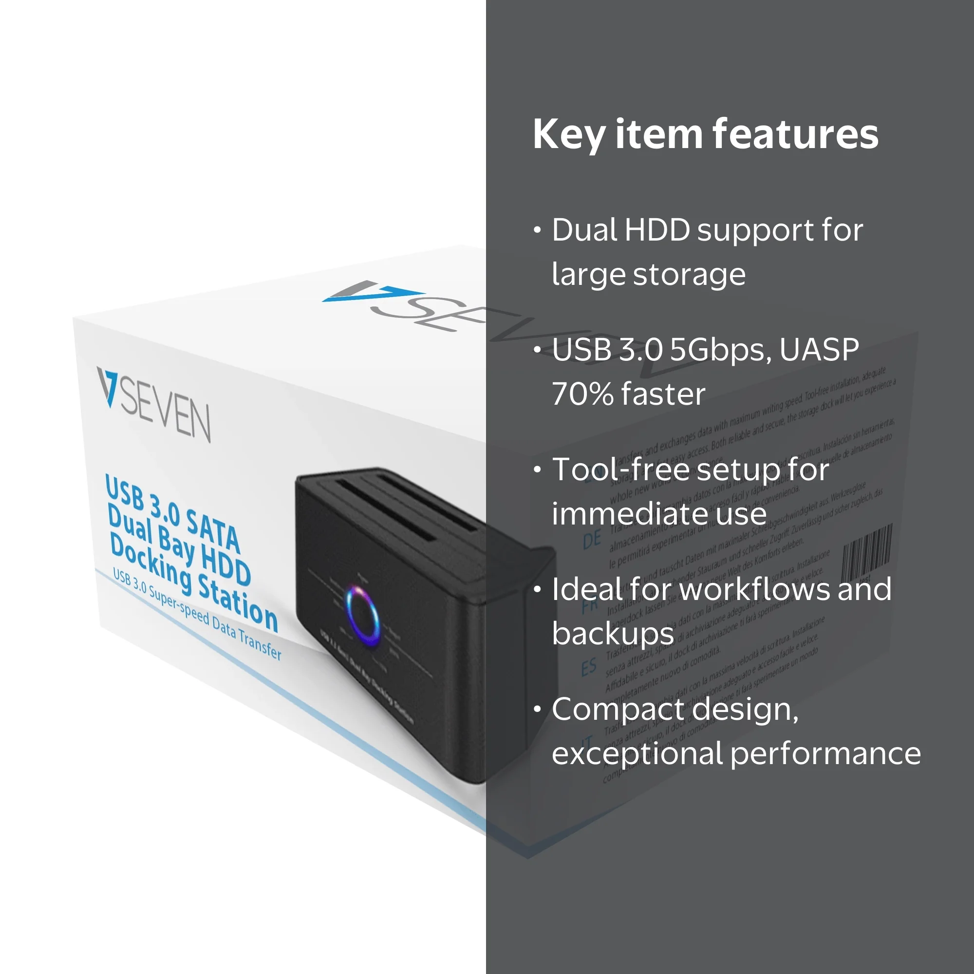 V7 USB 3.0 Dual Bay HDD Docking Station, Black - Walmart.com