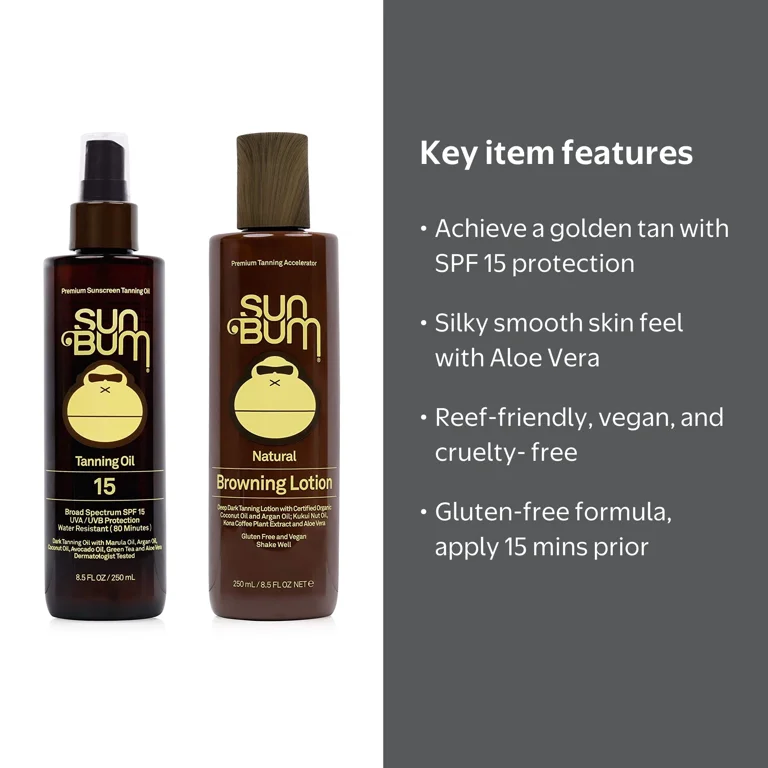 Sun Bum Sun Bum Browning Lotion and Spf 15 Tanning Oil Vegan and
