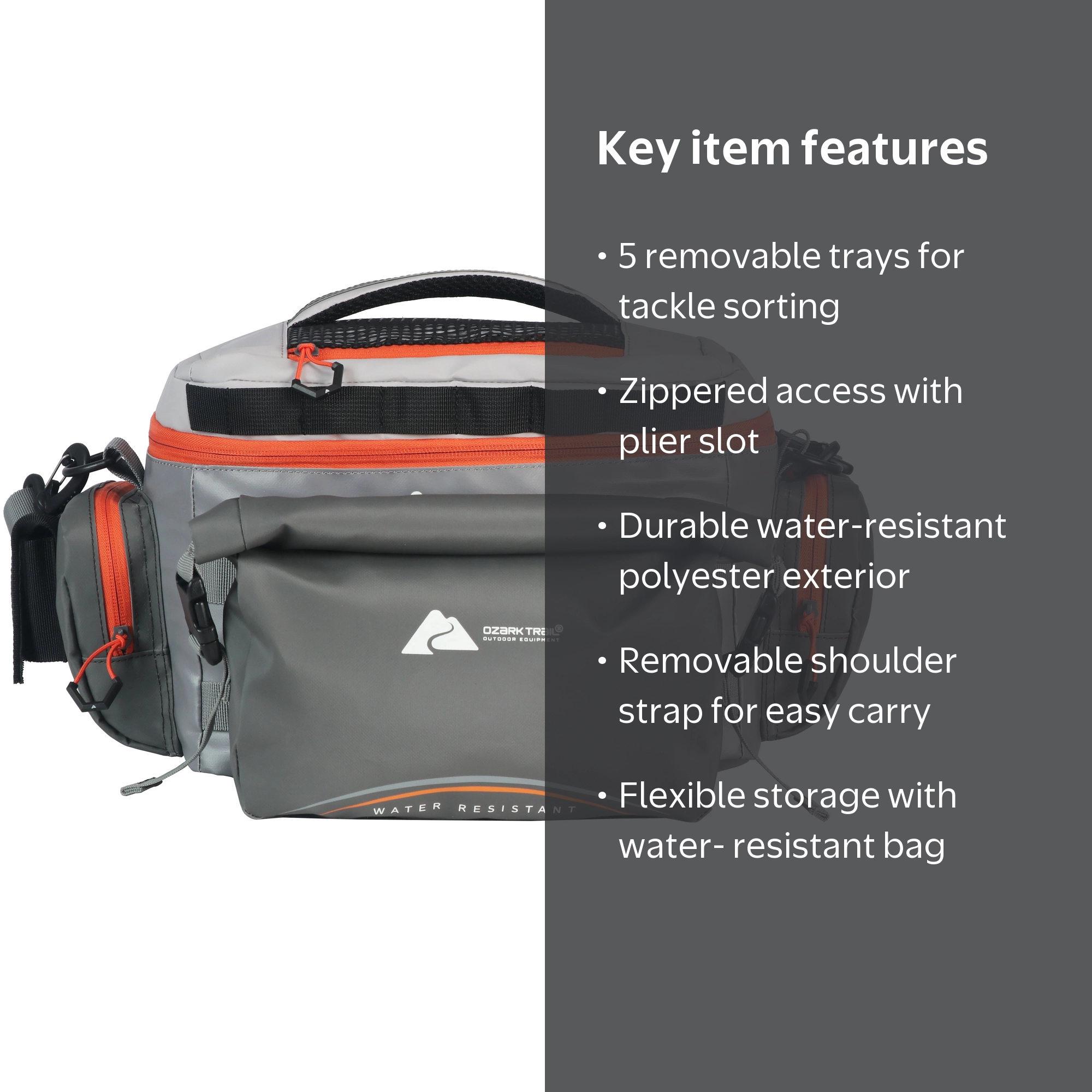 Ozark Trail X-Pro 3600 Coated Tackle Bag, 5 Removable 3600 Trays