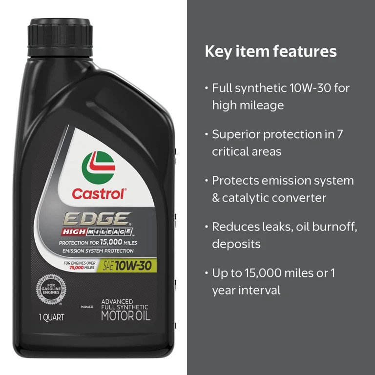 Castrol EDGE High Mileage 10W-30 Advanced Full Synthetic Motor Oil