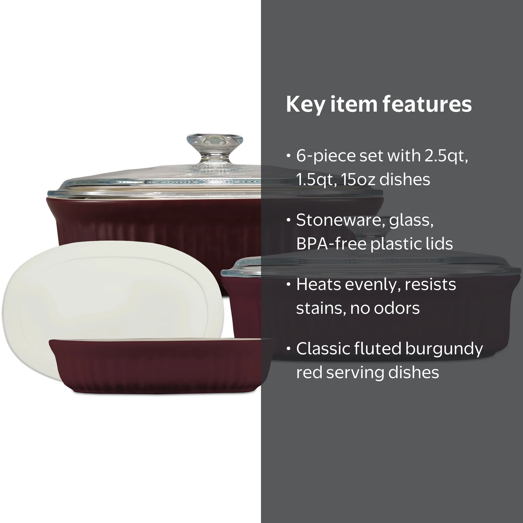 CorningWare French Colors 6-Piece Oval Baking Set with Lids