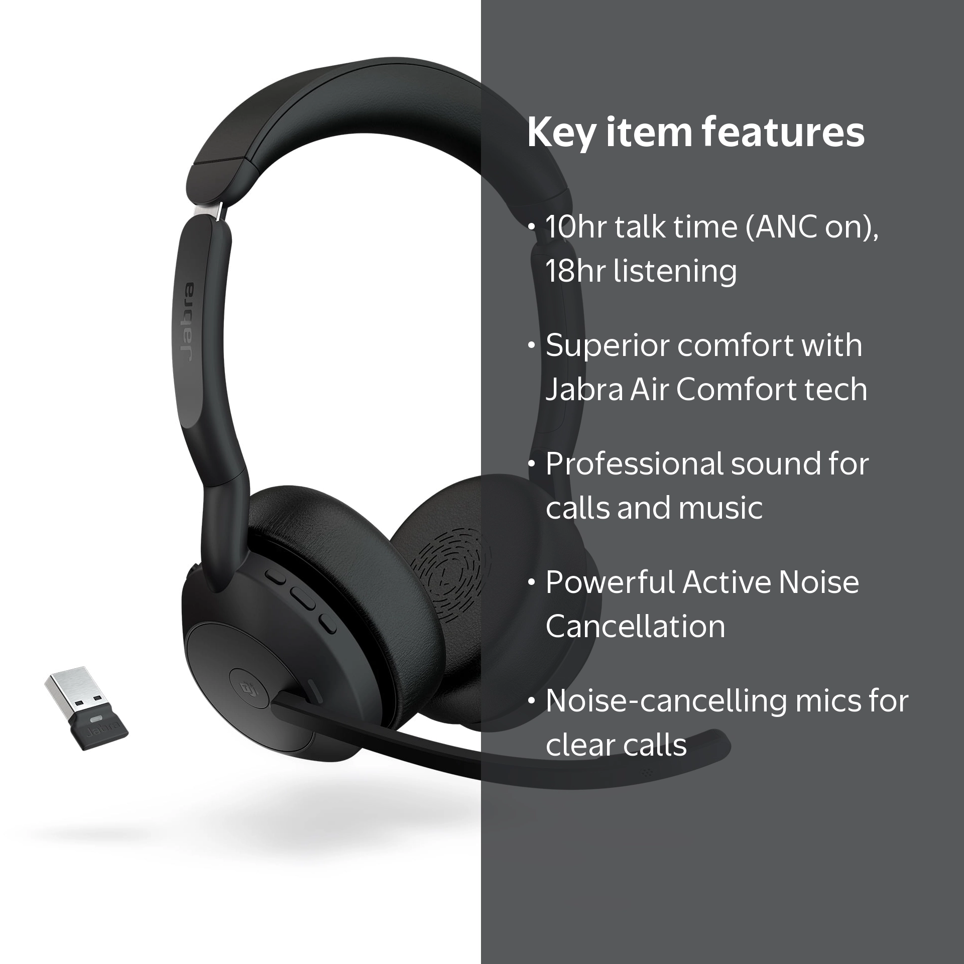 Jabra Evolve2 55 Stereo UC Wireless Headset with Active Noise