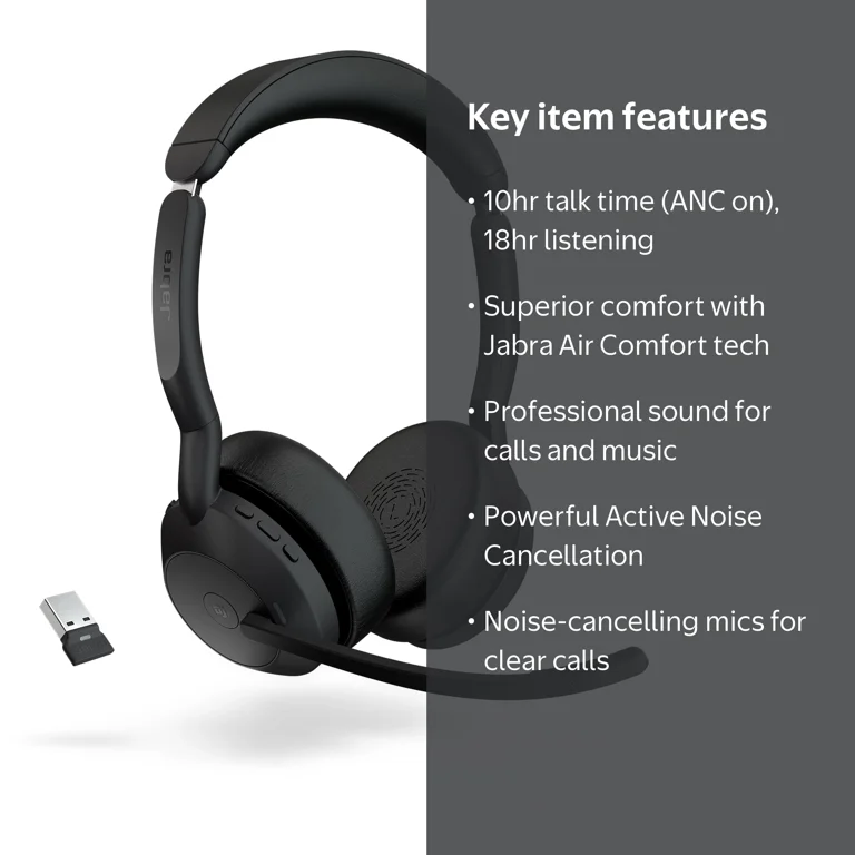 Jabra, Evolve2 55, Link390a UC Stereo, Active Noise Cancellation