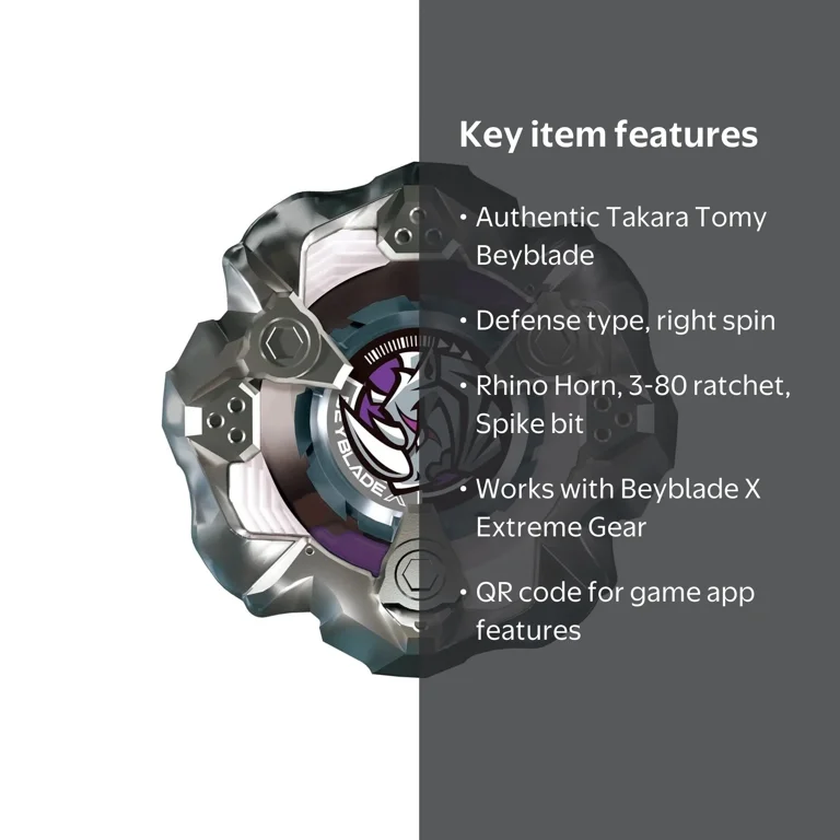 Takara Tomy Beyblade X BX-19 Rhino Horn, 3-80S Defense, Right Spin