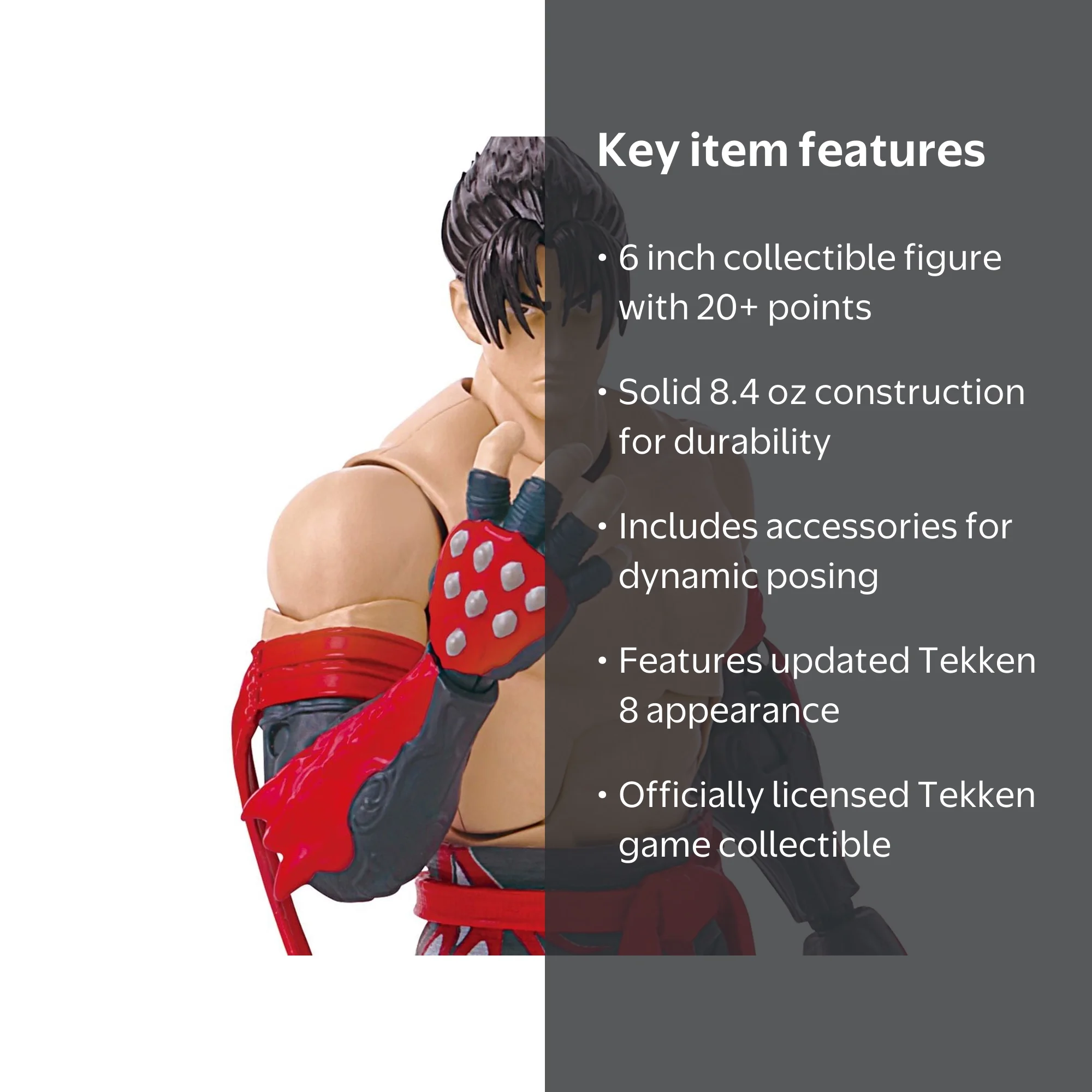 BANDAI NAMCO Jin Kazama Action Figure, 6 inches, Collectible, 8.4