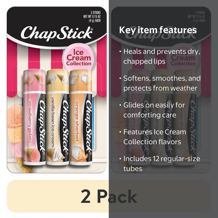 2 pack) ChapStick Ice Cream Collection Lip Balm Lip Care