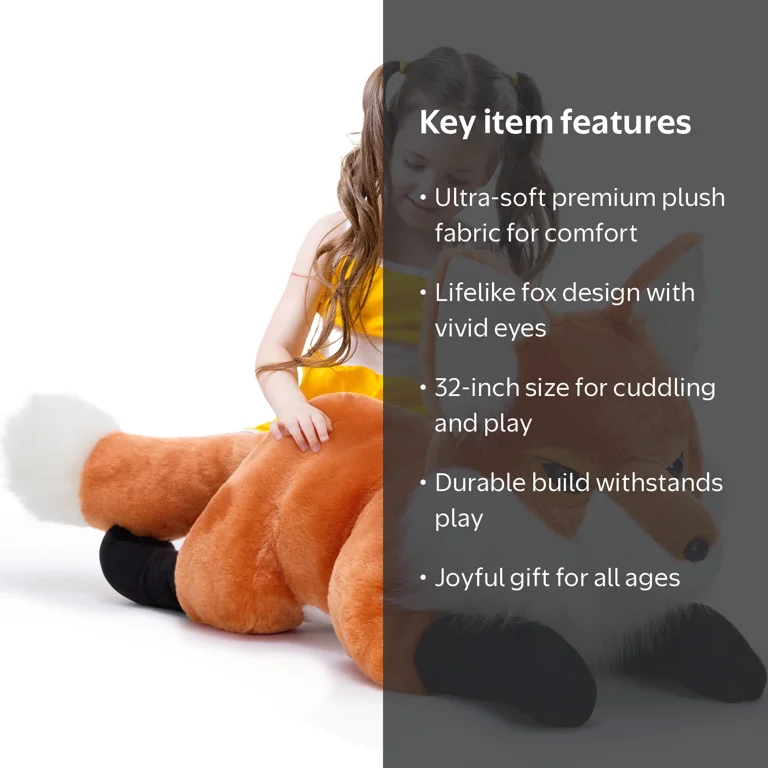 MorisMos, Giant Fox Stuffed Animal Plush Toy, 32 inches, Orange