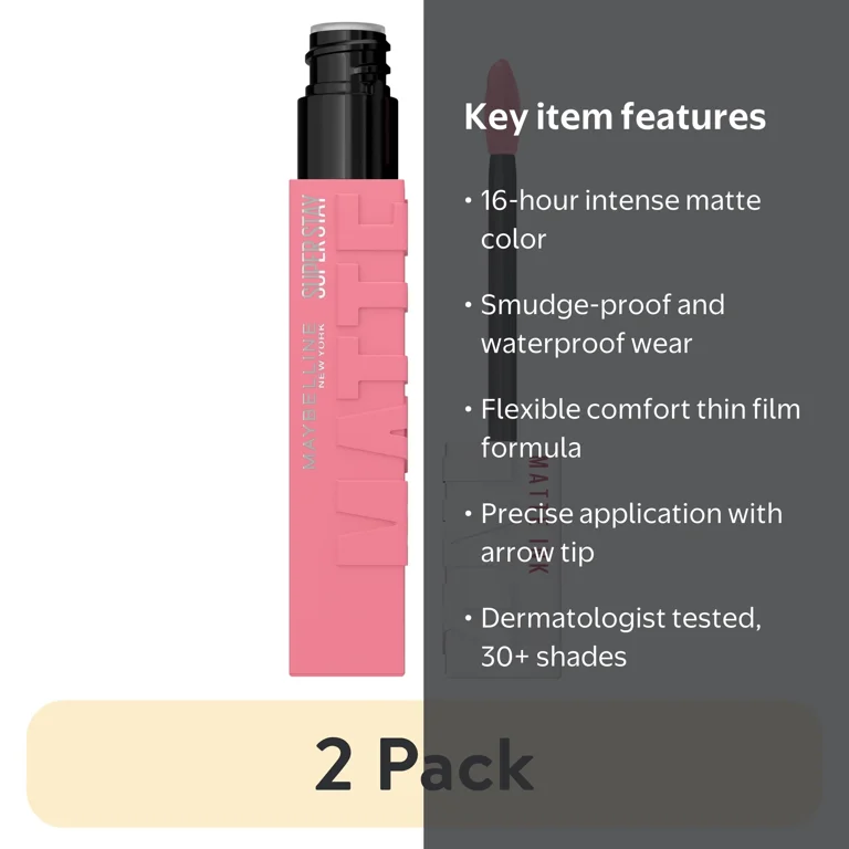 2 pack) Maybelline Super Stay Matte Ink Liquid Lipstick, Dreamer