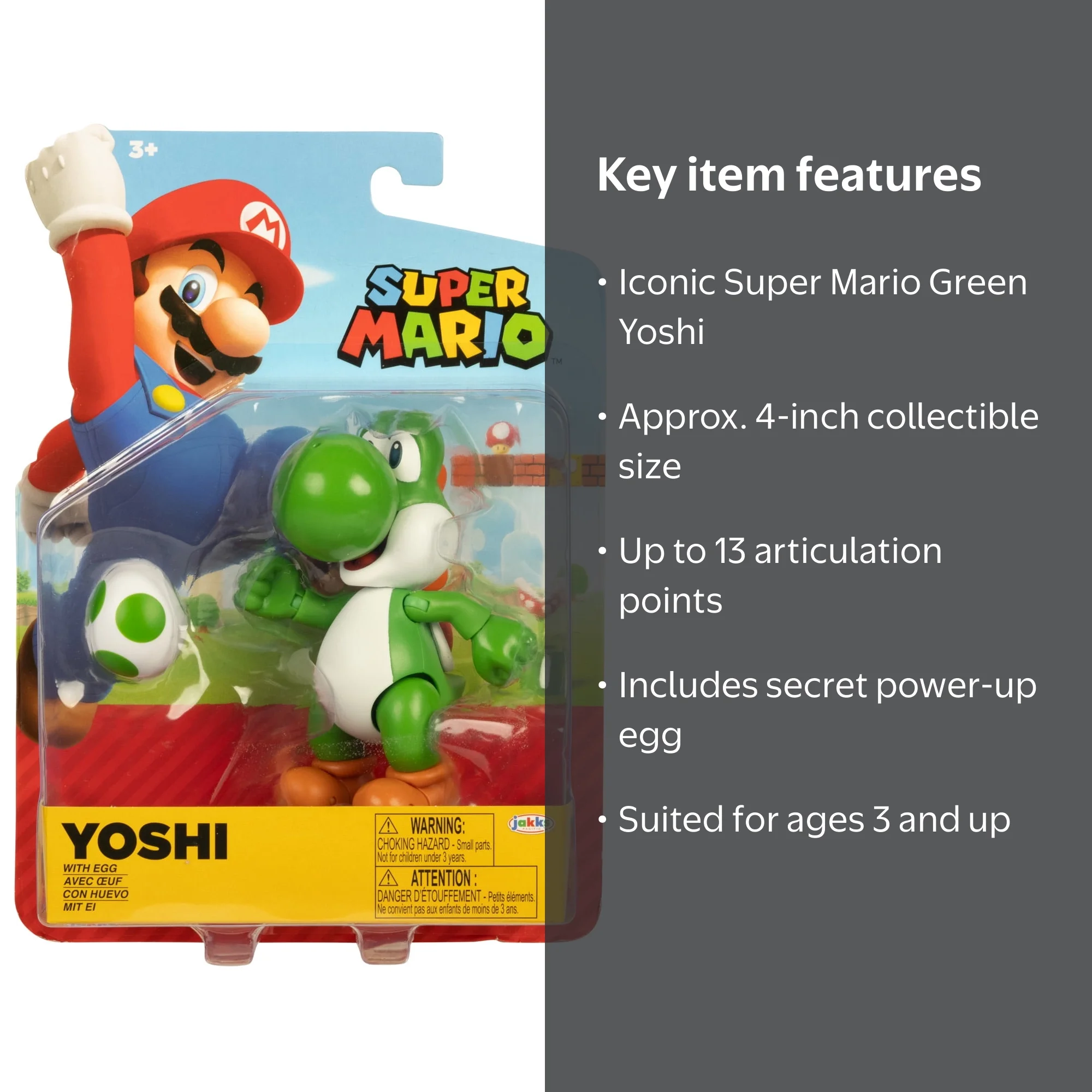 World of Nintendo Super Mario Yoshi 4 Inch Action Figure with Egg