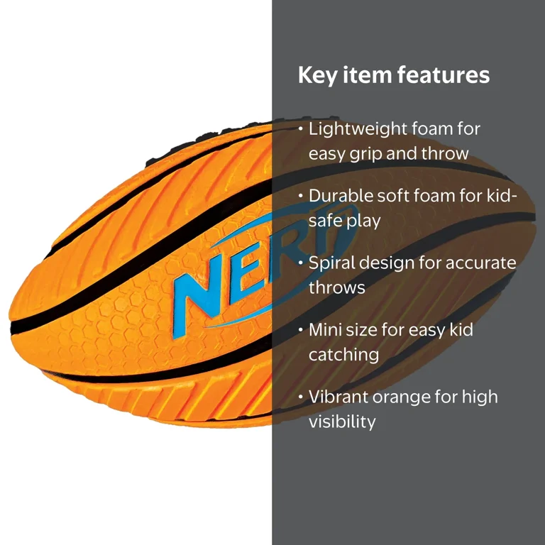 Franklin Sports Nerf Spiral Grip Mini Foam Football 0.51 lb