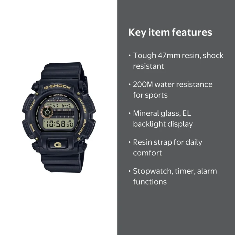 Casio G-Shock, Men's Digital Watch, DW9052GBX1A9, Black and Gold