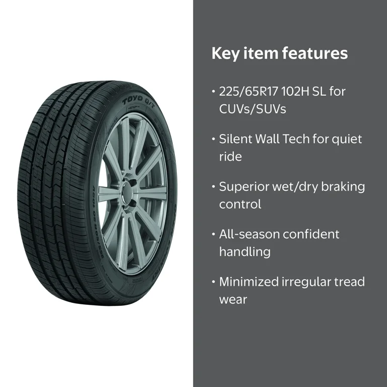 Toyo, All-Season SUV Crossover Tire, 225/65R17 102H, Quiet Tread