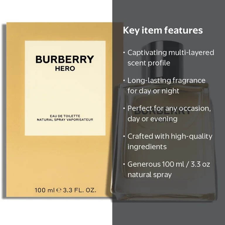 Burberry Hero Eau De Toilette Perfume Natural Spray 100 ml / 3.3