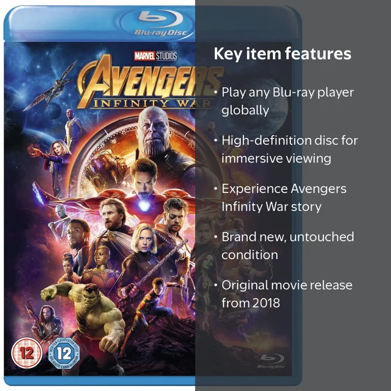 Marvel, Avengers: Infinity War Blu-ray, 2018, Region Free