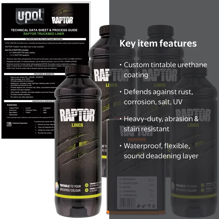 U-POL, Raptor Tintable Urethane Spray-On Truck Bed Liner, 4 Liters