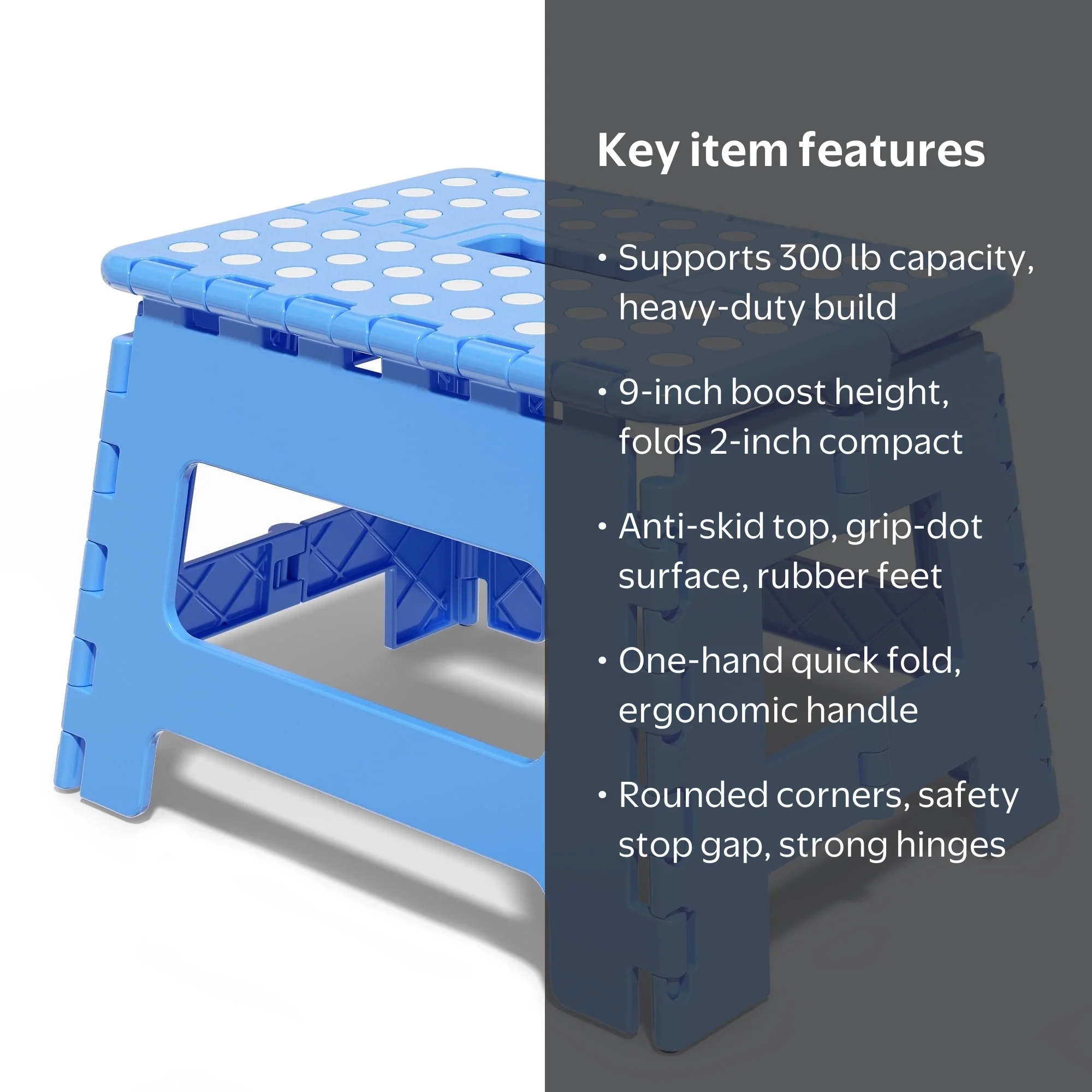 9 Inch Folding Step Stool for Adults Holds Up to 300 lbs, Durable