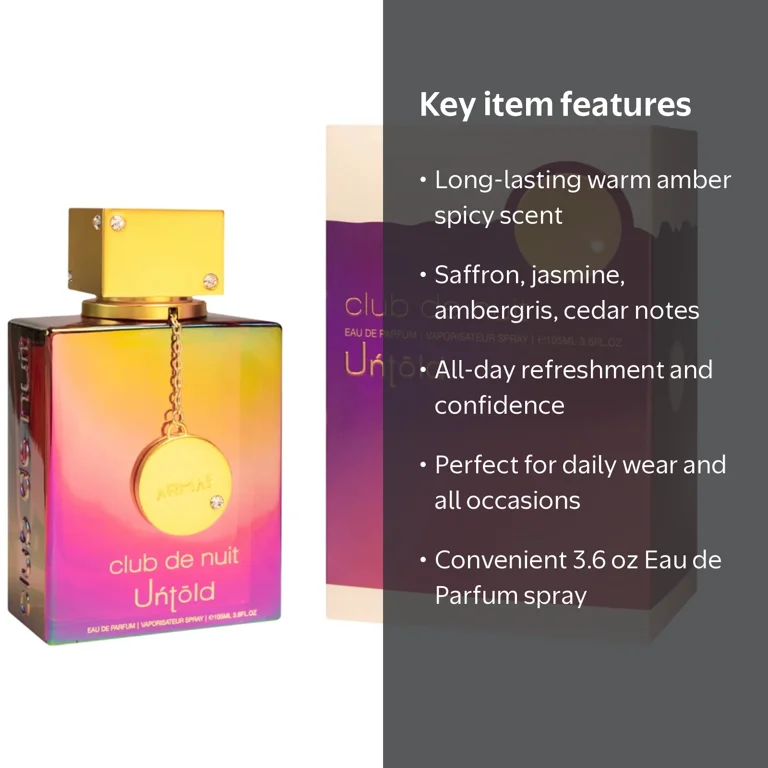 Armaf, Club De Nuit Untold EDP Spray, 3.6 oz, Long-lasting scent