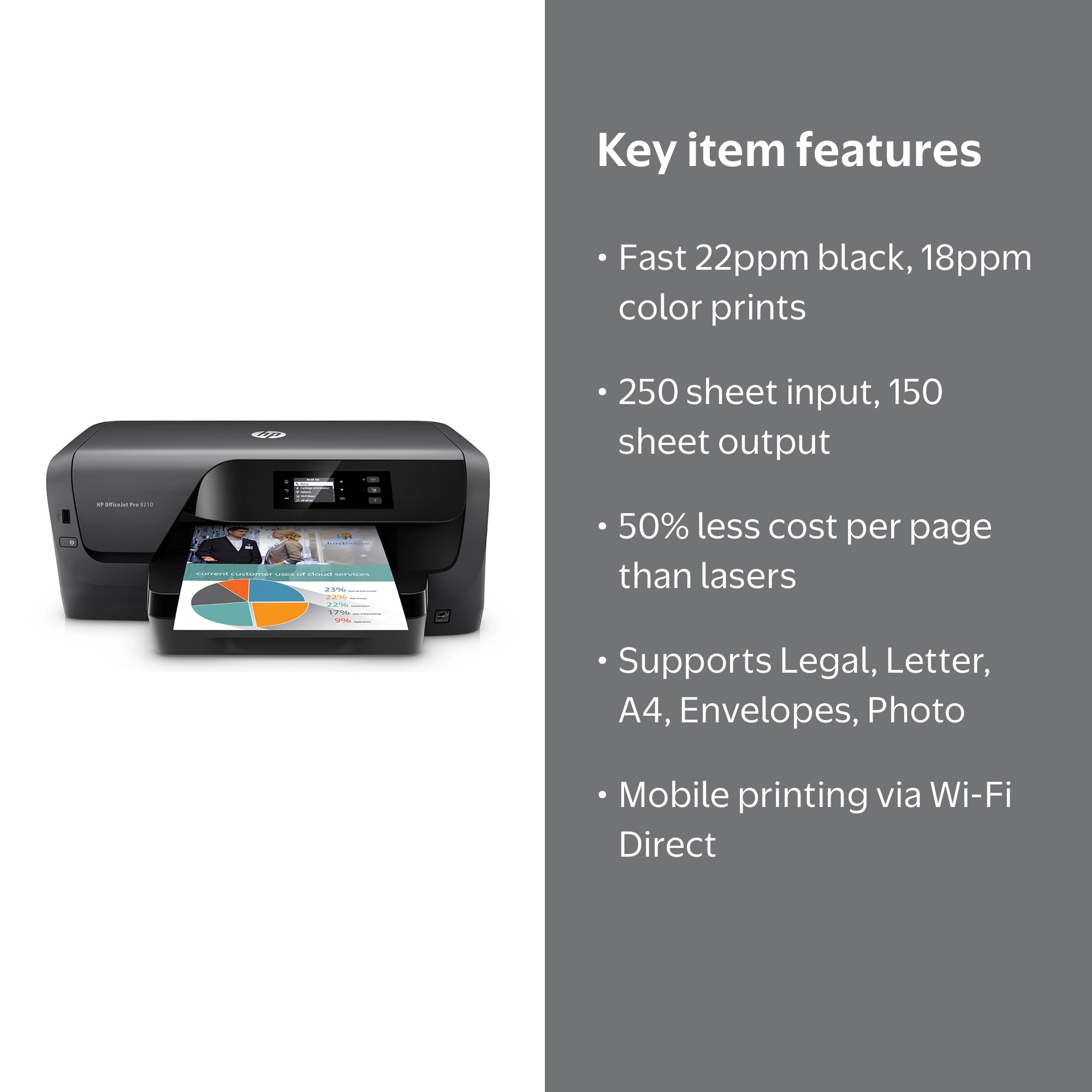 HP OfficeJet Pro 8210 Wireless Color Printer with Mobile Printing