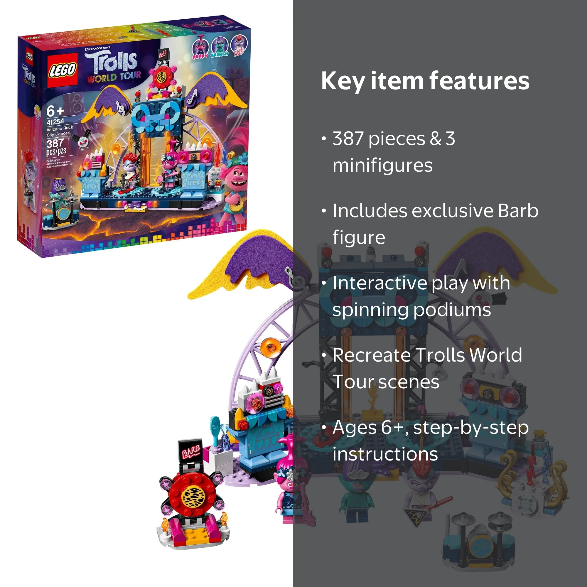 LEGO Trolls World Tour Volcano Rock City Concert 41254 Toy