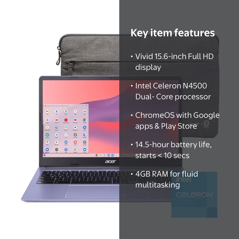 Acer Chromebook 315 15.6 inch Laptop Intel Processor N4500 4GB RAM