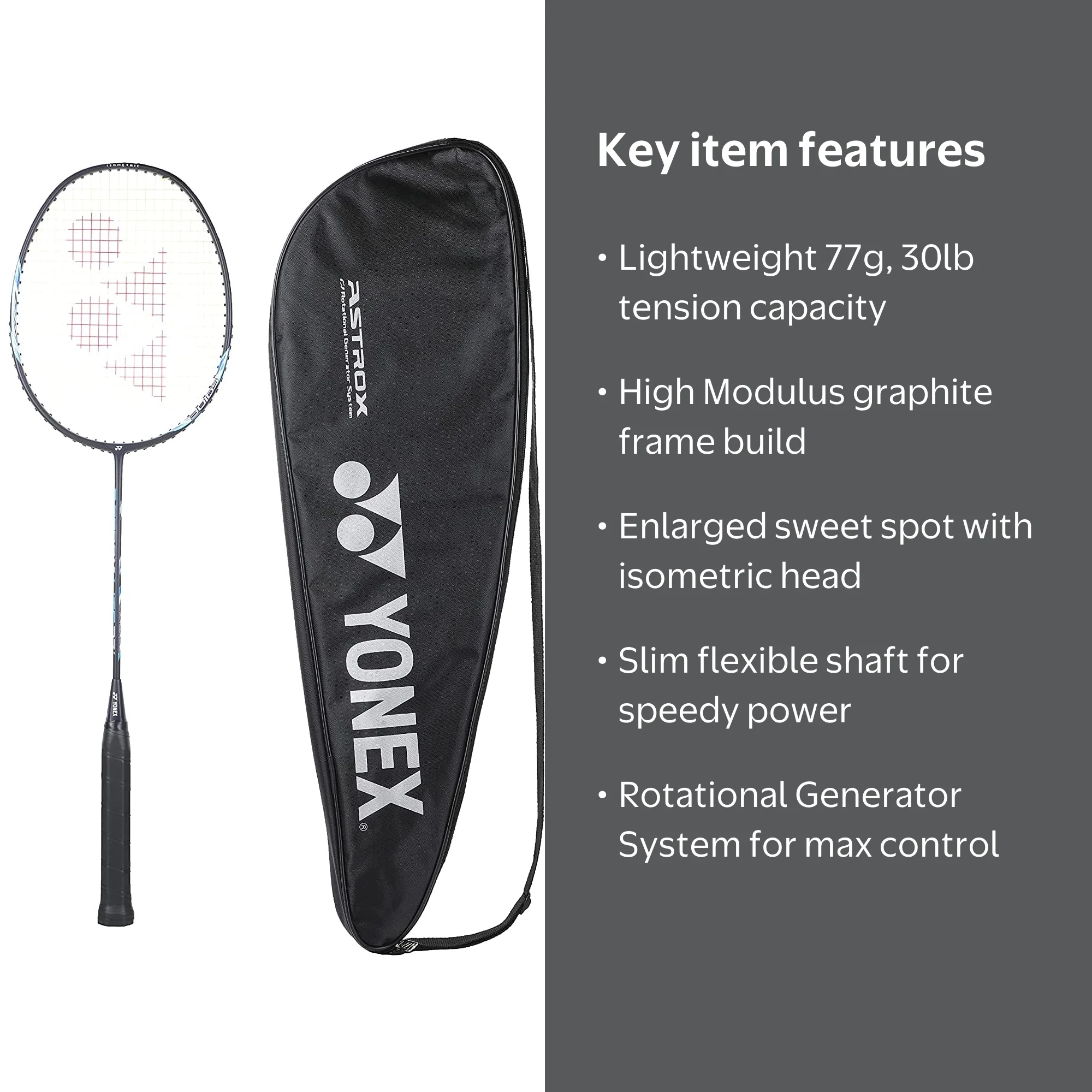 Yonex, Graphite Badminton Racquet, Astrox Lite 27i G4, 77g 30 lbs