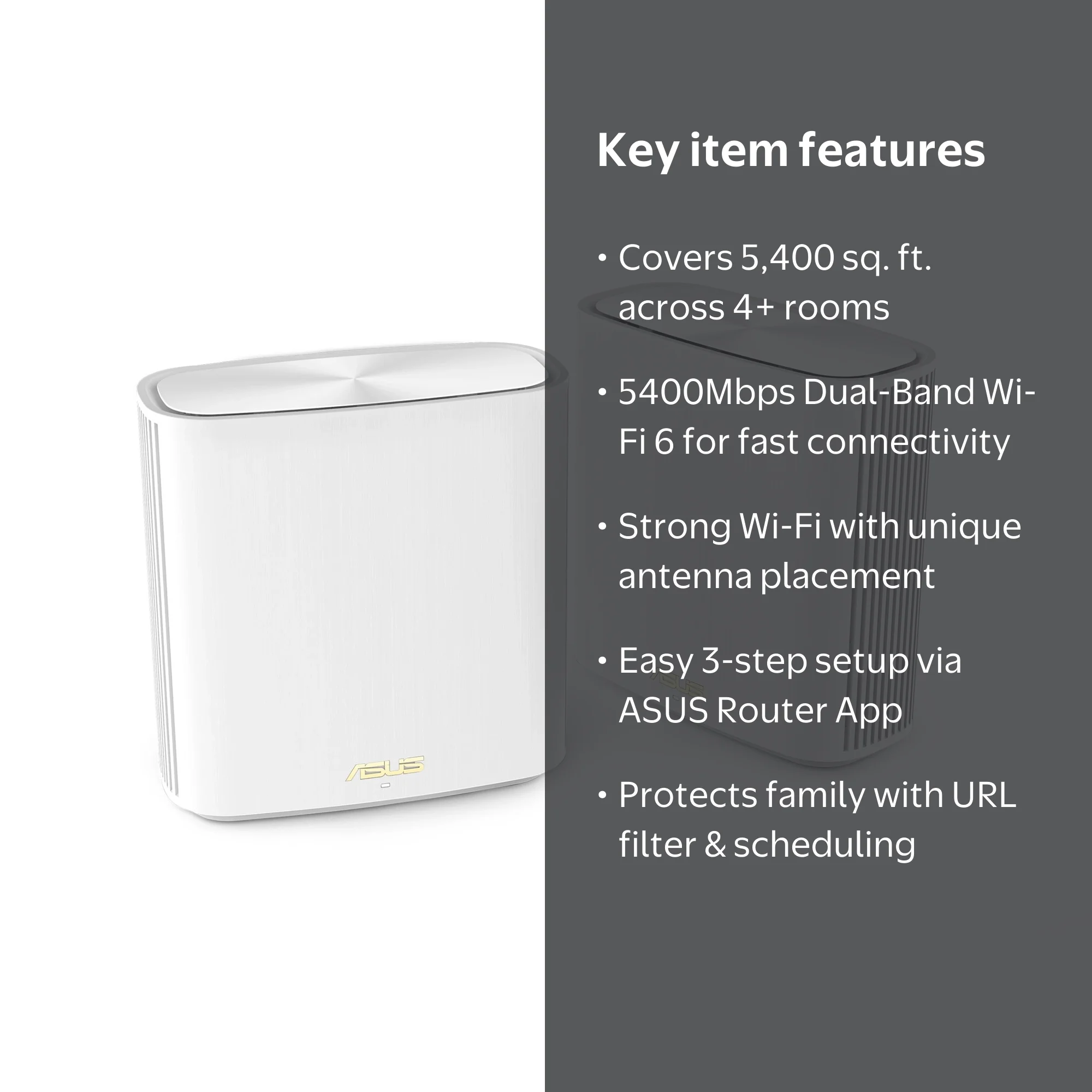ASUS ZenWi-Fi Whole-Home Mesh Wi-Fi 6 System XD6, 2pk, up to