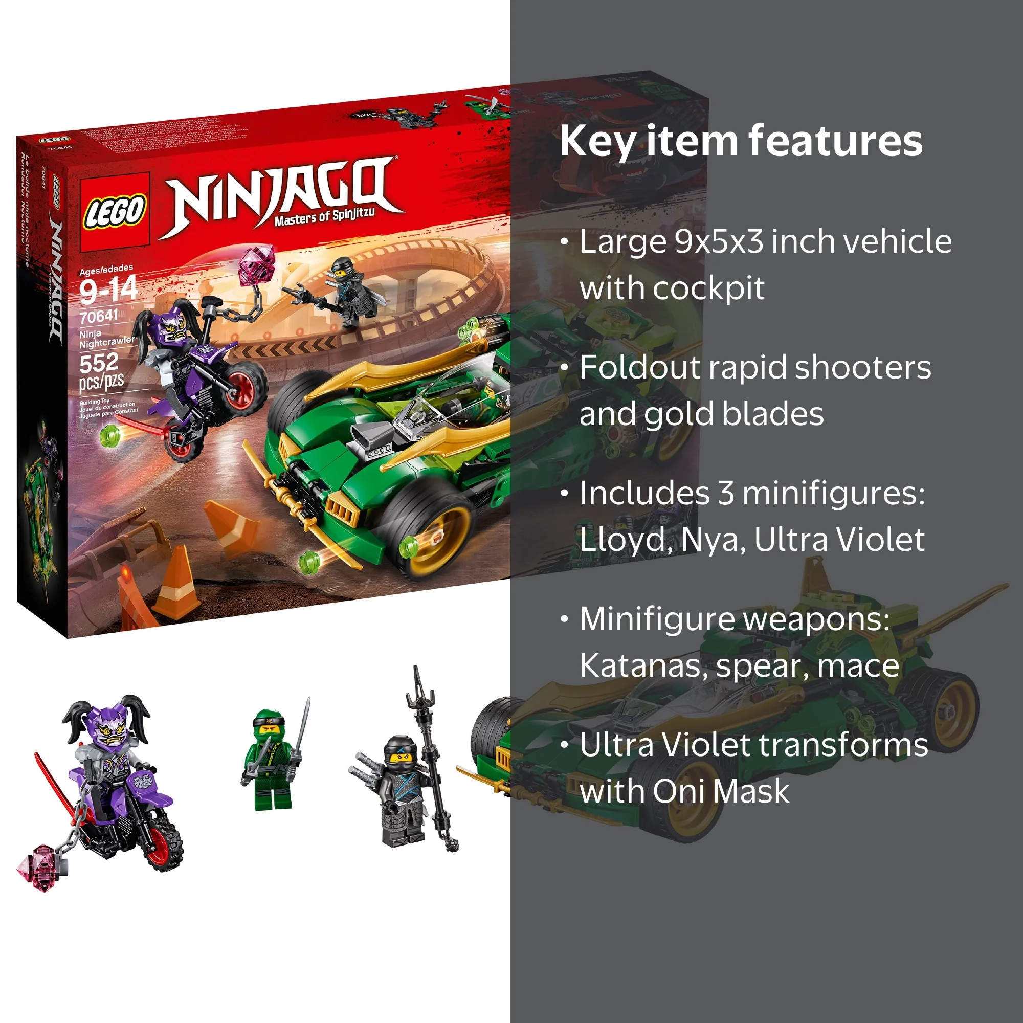 Noco様 LEGO Ninjago Lloyd's Ninja Nightcrawler Bike with Oni Mask Set
