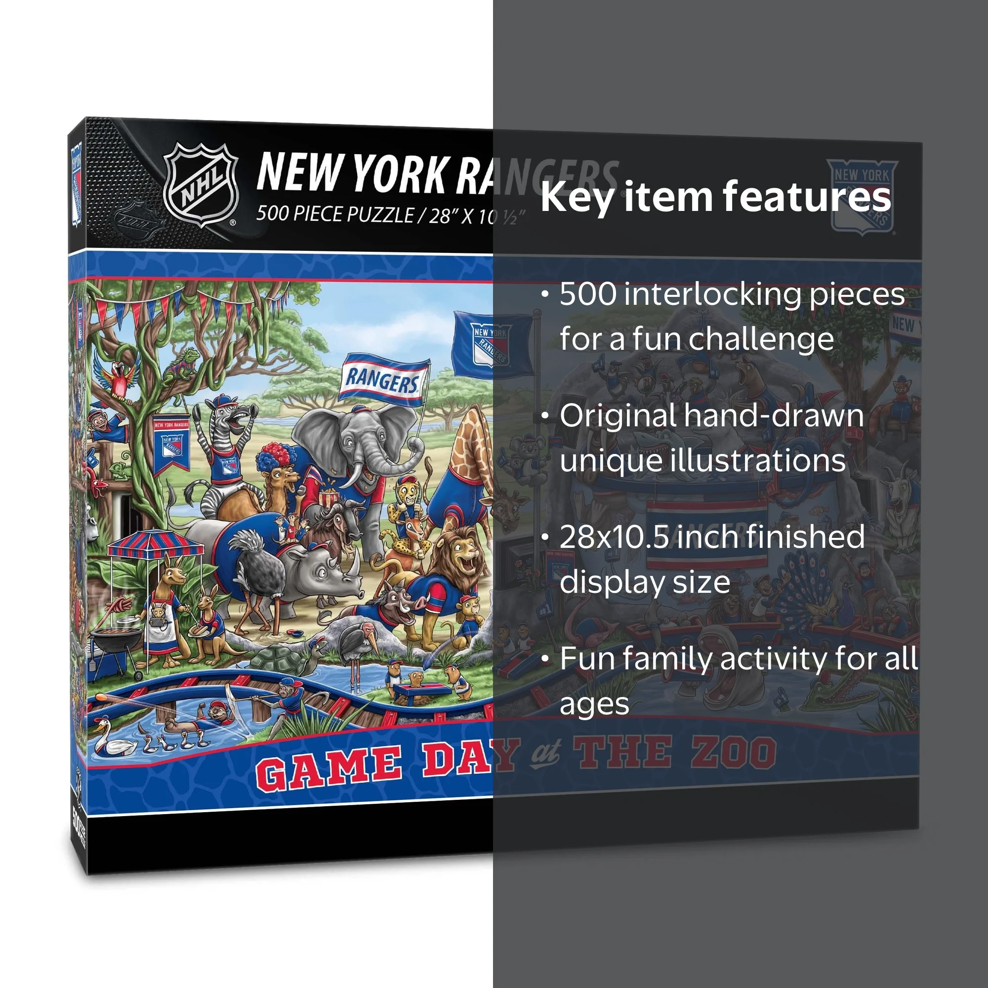 New York Rangers NHL Game Day at the Zoo 500 pc Jigsaw Puzzle Fun
