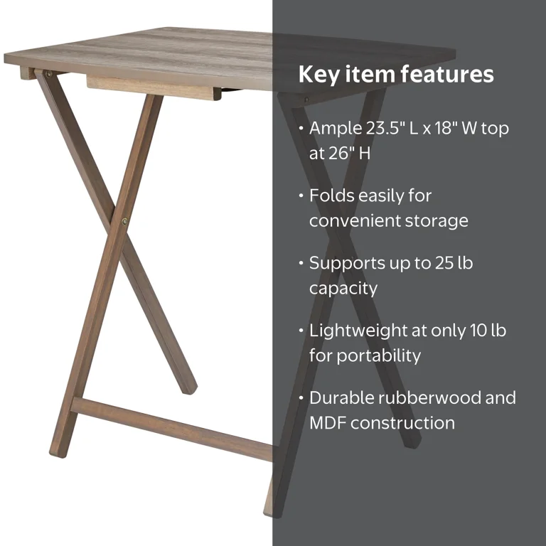 Mainstays XL Oversized Folding Tray Table, Gray, MDF - Walmart.com