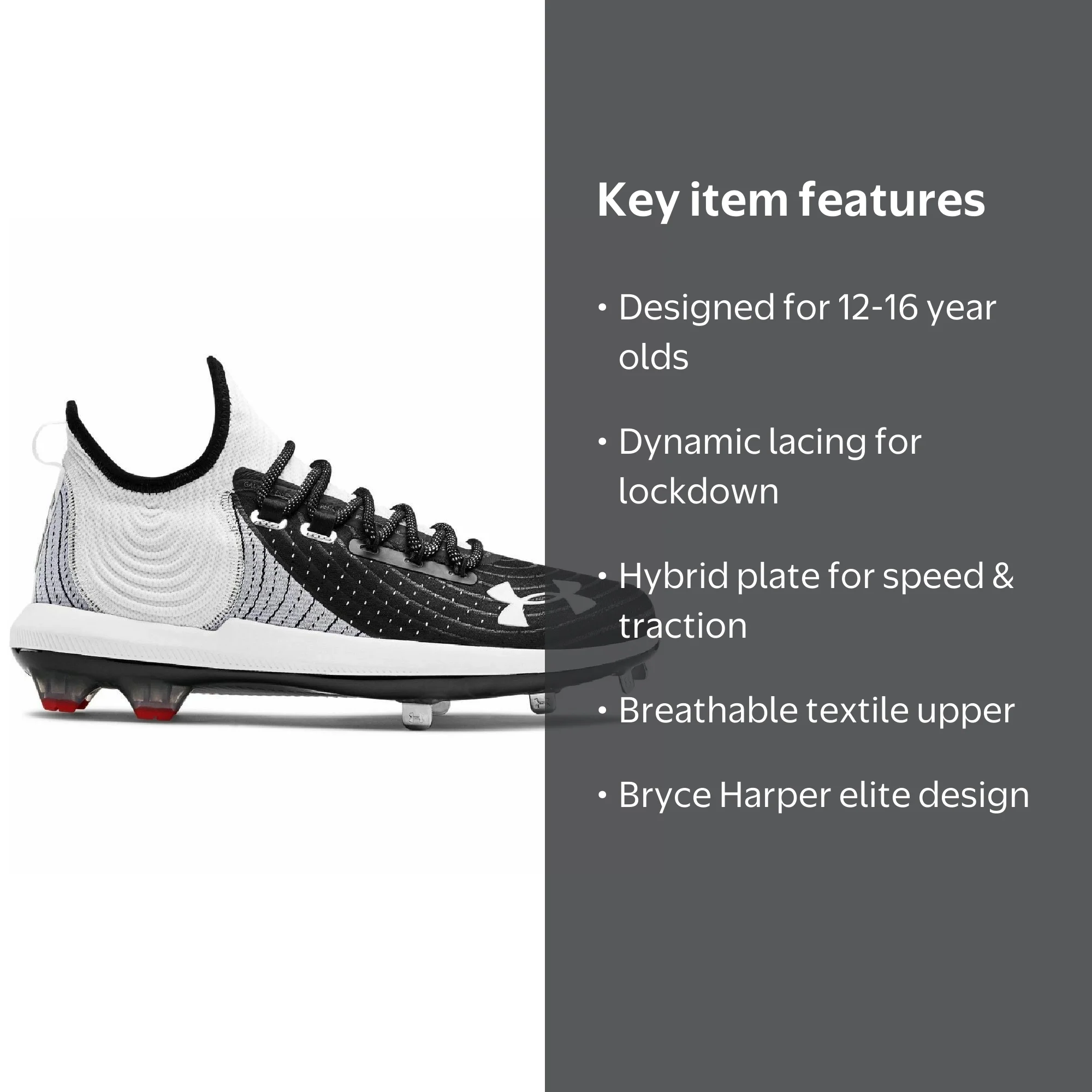 Under Armour Bryce Harper 4 Low Baseball Cleats, Hybrid Traction