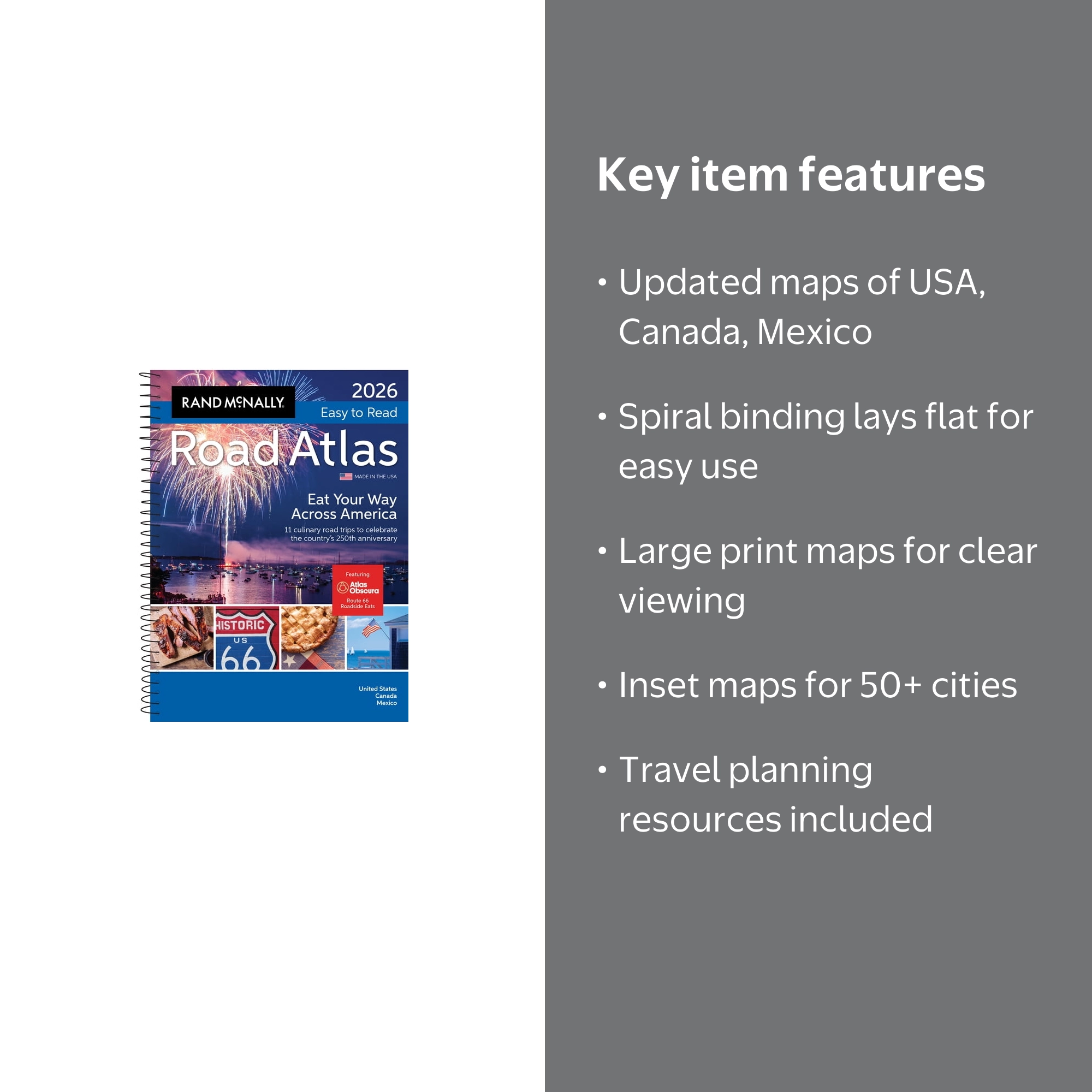 Rand McNally, Road Atlas, 2026 Midsize, Easy to Read, Paperback