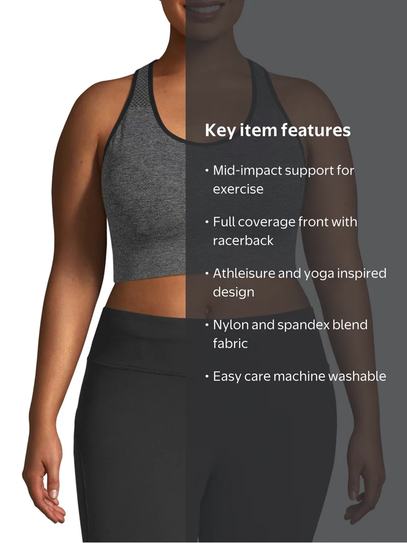 Woman In Control Under Control Women's Plus Support Seamless Racerback Sport Bra ...