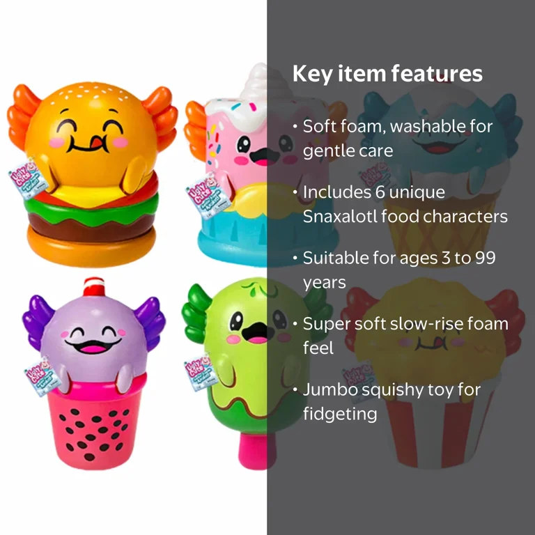 SmileYou JA-RU Jumbo Foam Axolotl Friend Fidget Toy, Slow Rise Sensory
