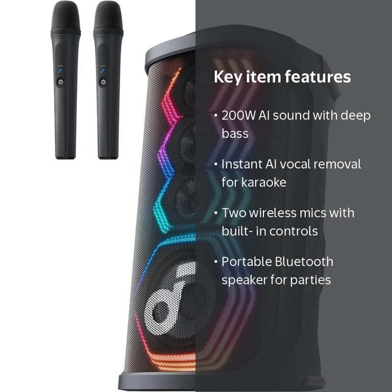 E*y様 Anker Soundcore Rave 3S bluetooth ス Soundcore, Rave 3S Portable Bluetooth Speaker, 200W, LED Lighting