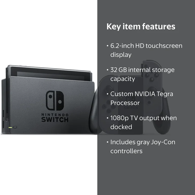 New Nintendo Switch Home Gaming Console with Gray Joy-Con