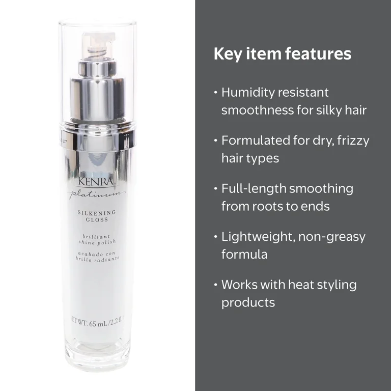 Kenra Platinum Hair Silkening Gloss for Dry Frizzy Hair, 2.2 oz
