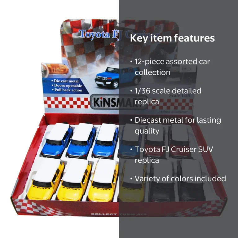 ミニカー Toyota FJ CRUISER Color Package 2010 HS0 Toyota FJ Cruiser SUV Diecast Car Package - Box of 12 1/36 scale