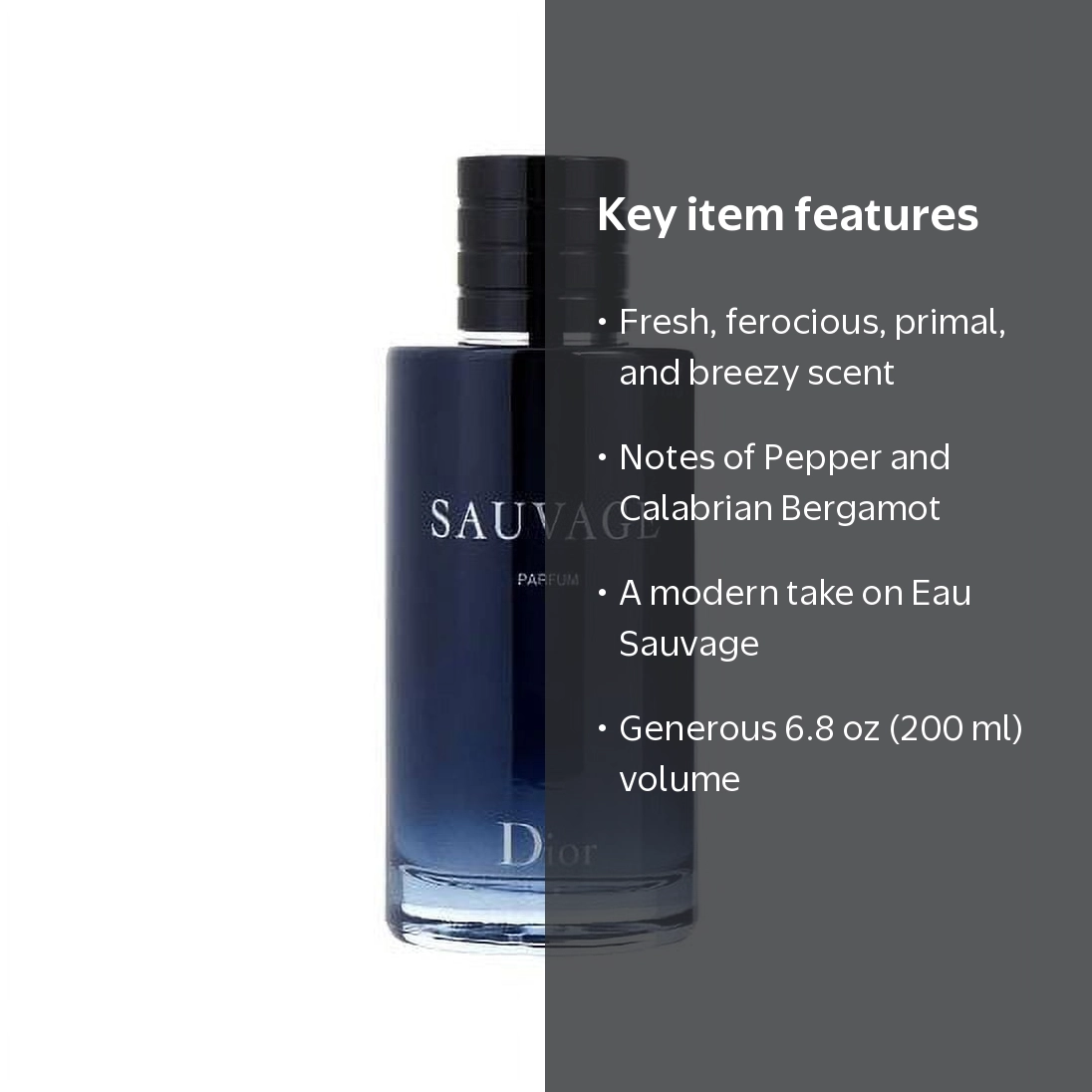 Dior Men's Sauvage Parfum 6.8 oz, Fresh Scent with Pepper