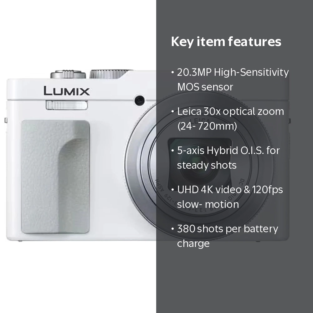Panasonic, Digital Camera, TZ99/ZS99, White, 20.3MP, 30x Zoom