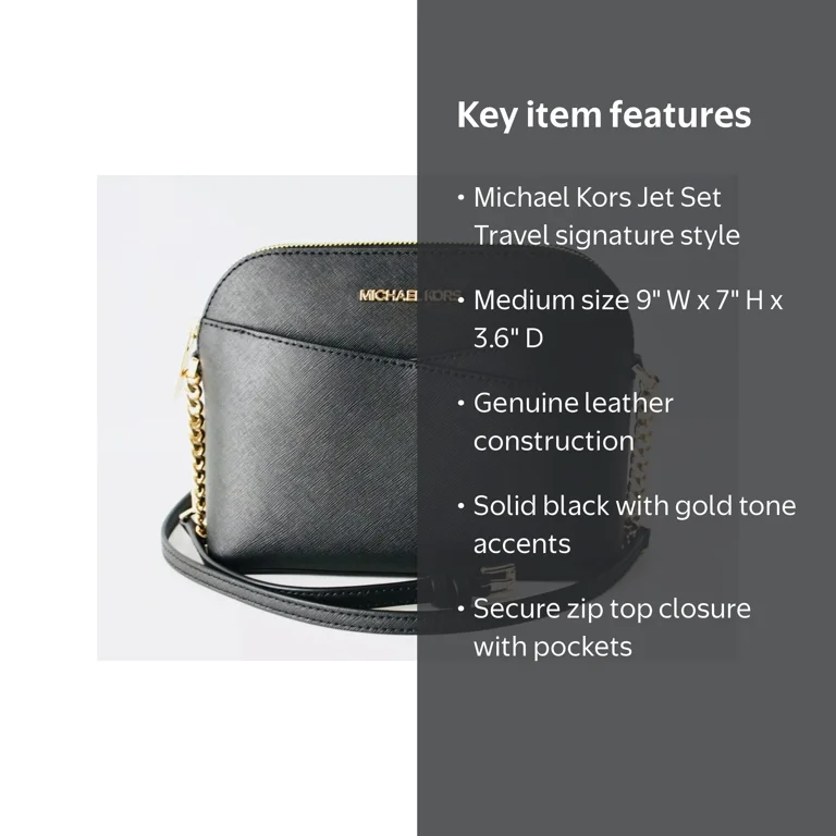 Michael Kors Jet Set Travel Medium Crossbody Bag, Black Saffiano