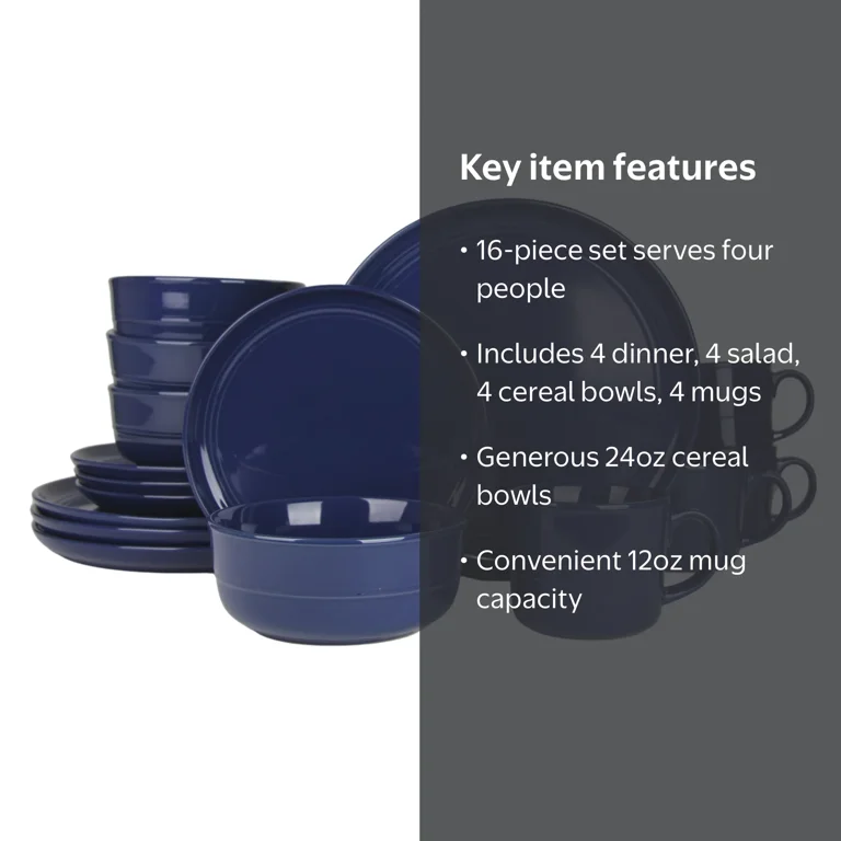 10 Strawberry Street Double Line 16 Piece Stoneware Dinnerware Set